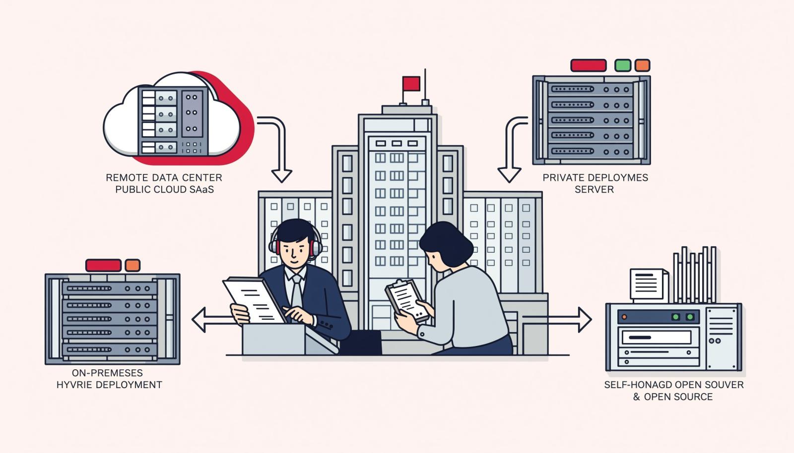 企业即时沟通系统四种部署方式决策示意图